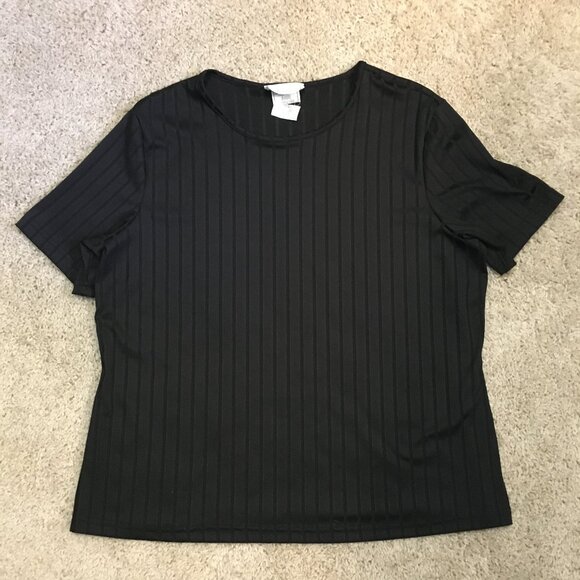 Vintage Tradition Canadian Made Black Stretchy Ribbed Referee T-Shirt - Picture 10 of 14